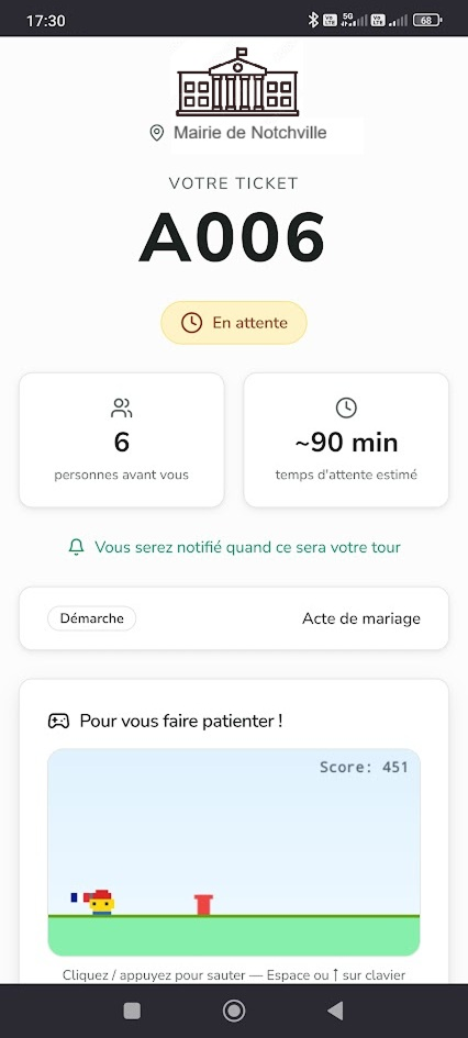 Suivi du ticket en temps réel côté usager, sur mobile